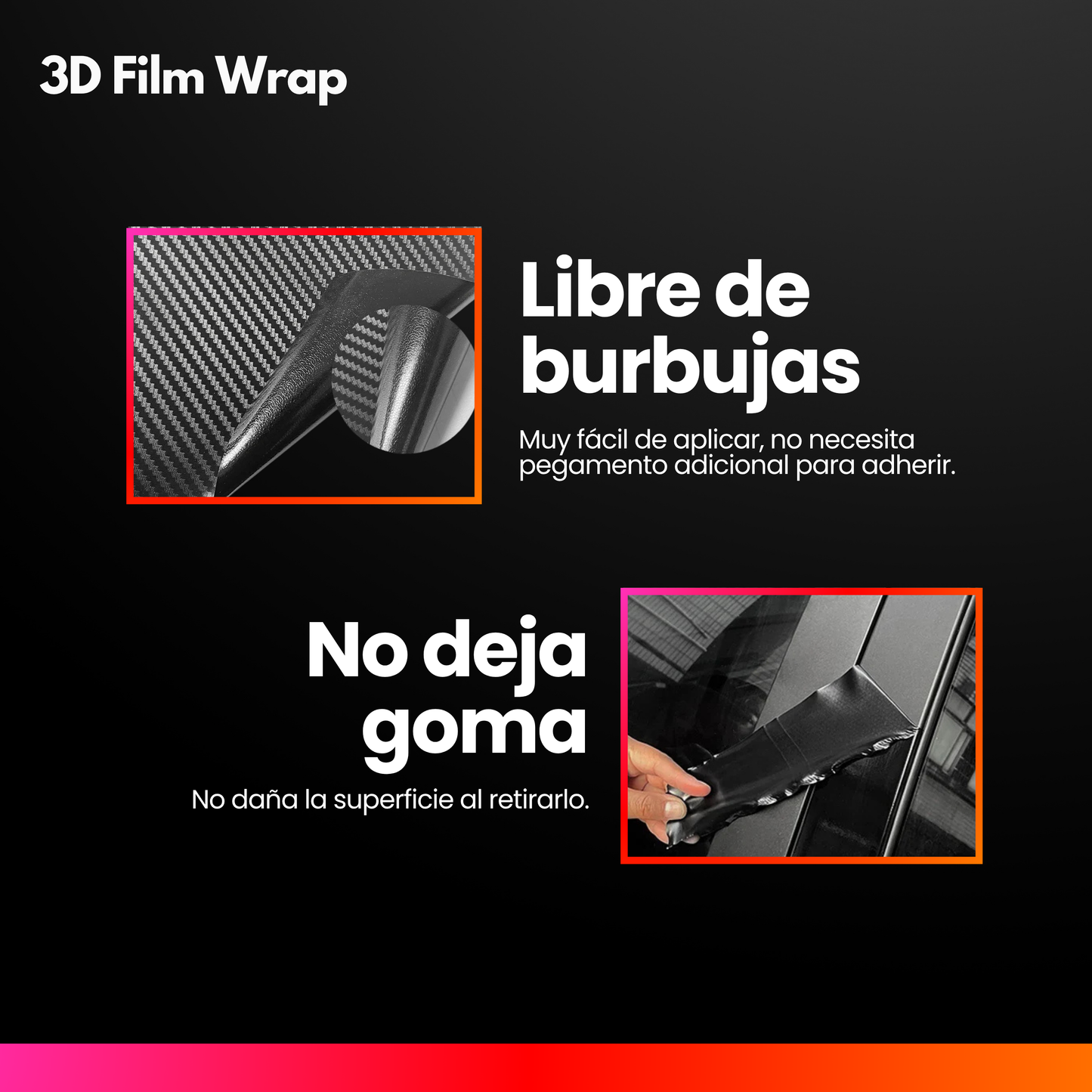 Vinil Automotriz Fibra De Carbono 3 Metros X 30 Cm Aplicador