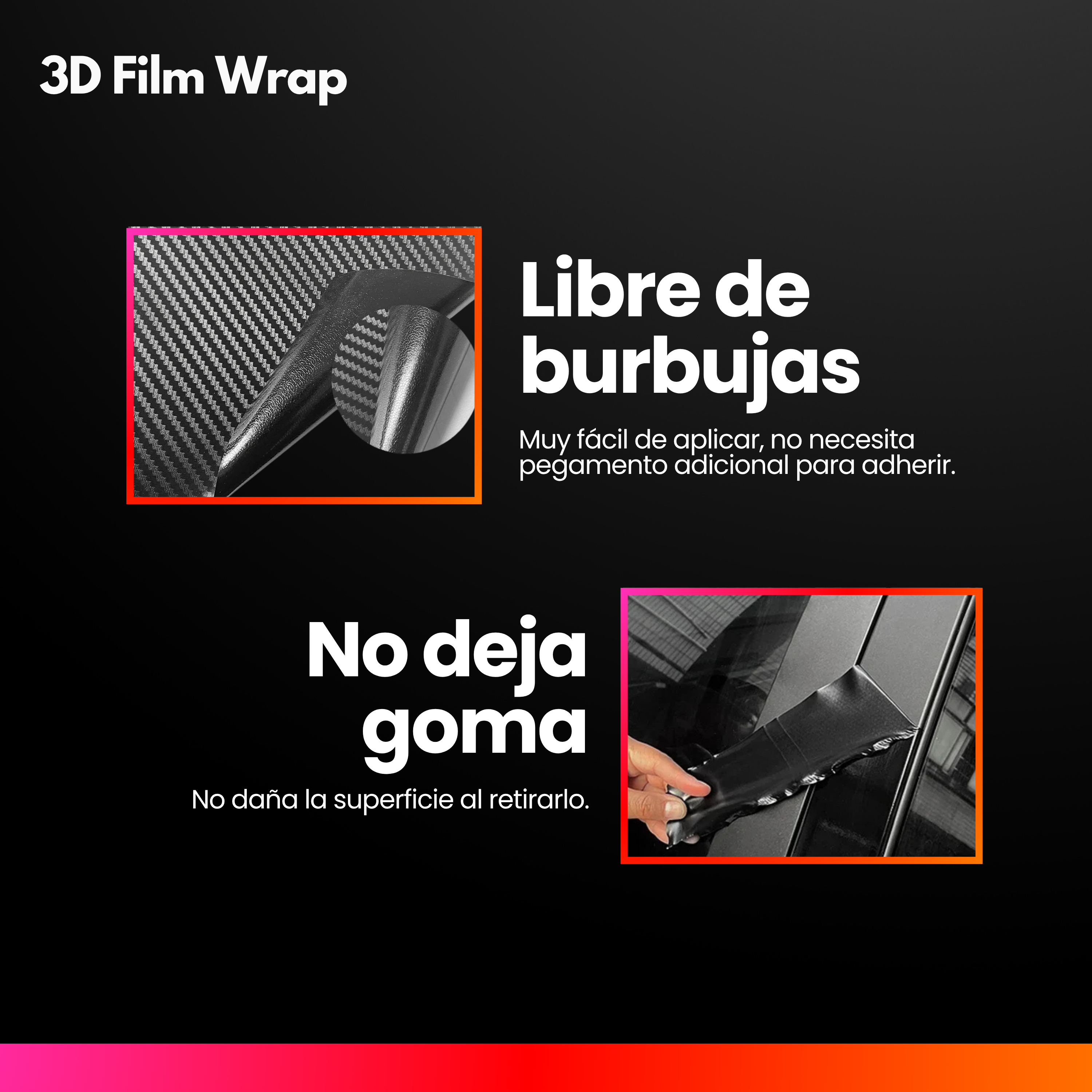 Vinil Automotriz Fibra De Carbono 5 Metros X 30 Cm Aplicador