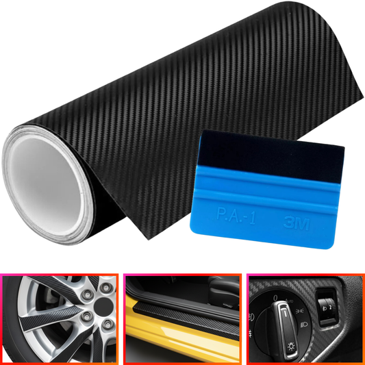 Vinil Automotriz Fibra De Carbono 3 Metros X 30 Cm Aplicador