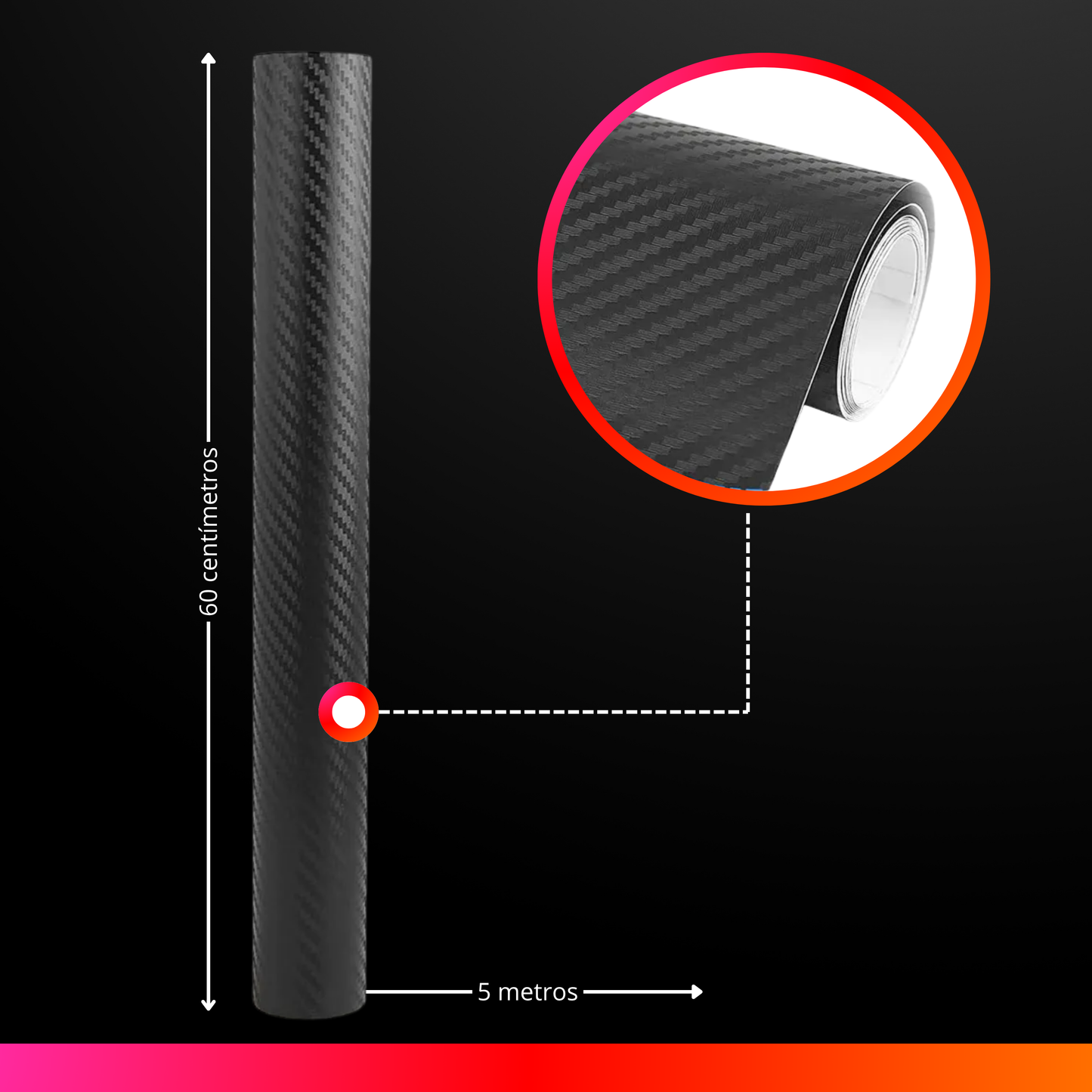 Vinil Automotriz Fibra De Carbono 60cm X 5mts Con Aplicador